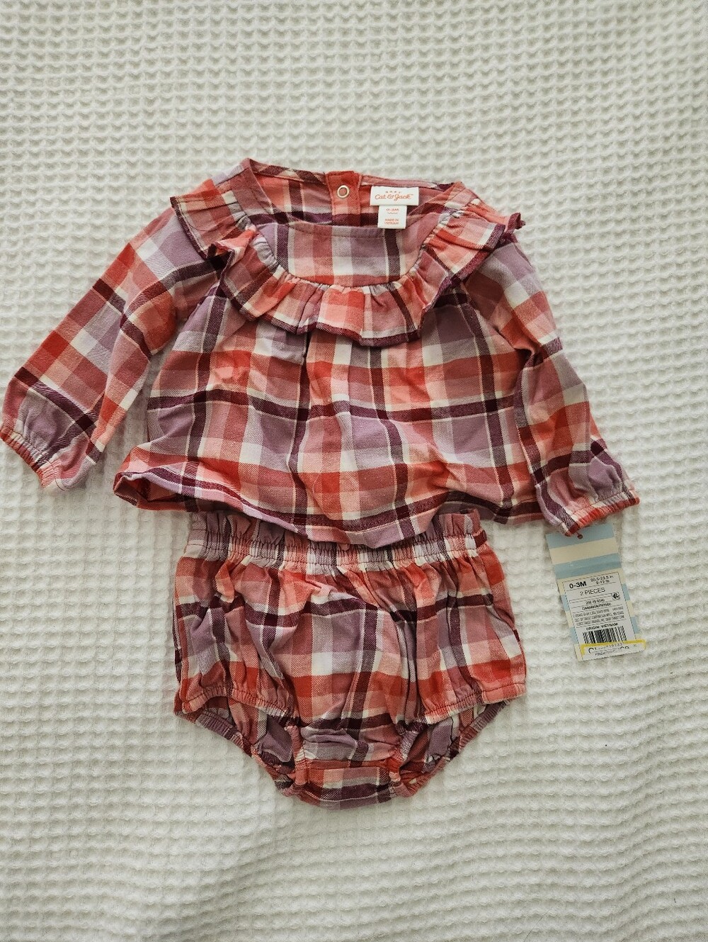 ✨️🍂NWT Cat & Jack ruffled plaid top and matching bloomer bottoms